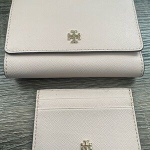 2 pcs Tory Burch light pink Wallet and Card Holder Set